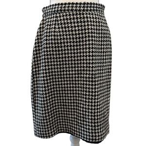 Houndstooth Wool Blend Black and White Pencil Skirt Vintage Petite